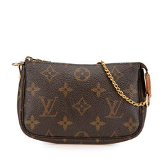 ルイ ヴィトン モノグラム ミニポシェット アクセソワール ポーチ M58009 ブラウン PVC レザー レディース LOUIS VUITTON 【中古】