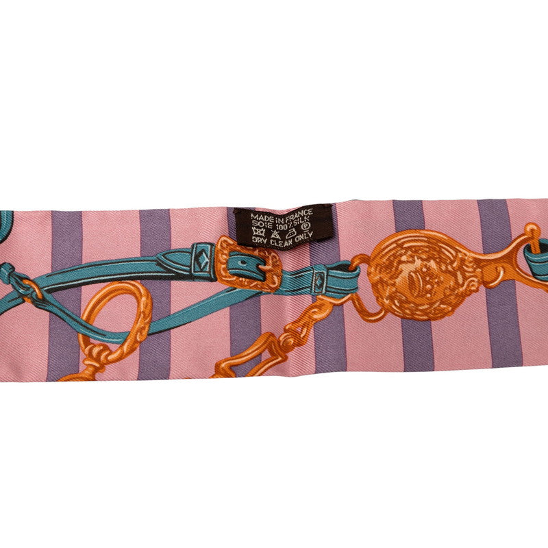 エルメス ツイリー BRIDES DE GALA 式典用馬勒 スカーフ ピンク パープル マルチカラー シルク レディース HERMES 【中古】