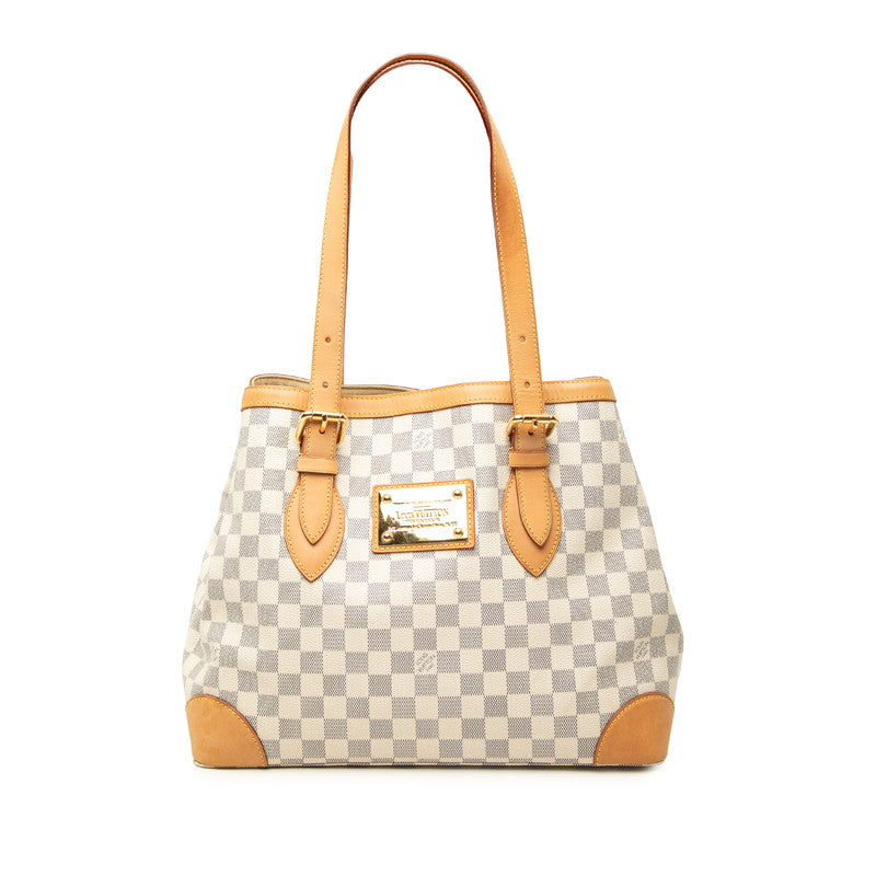 ルイ ヴィトン ダミエ アズール ハムステッドMM トートバッグ ショルダーバッグ N51206 ホワイト PVC レザー レディース LOUIS VUITTON 中古