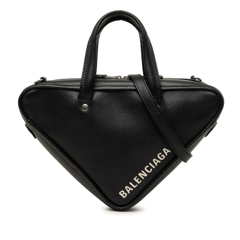 バレンシアガ トライアングルダッフル ハンドバッグ ショルダーバッグ 2WAY 531048 ブラック レザー レディース BALENCIAGA 中古