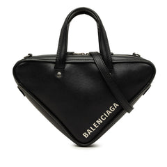 バレンシアガ トライアングルダッフル ハンドバッグ ショルダーバッグ 2WAY 531048 ブラック レザー レディース BALENCIAGA 中古