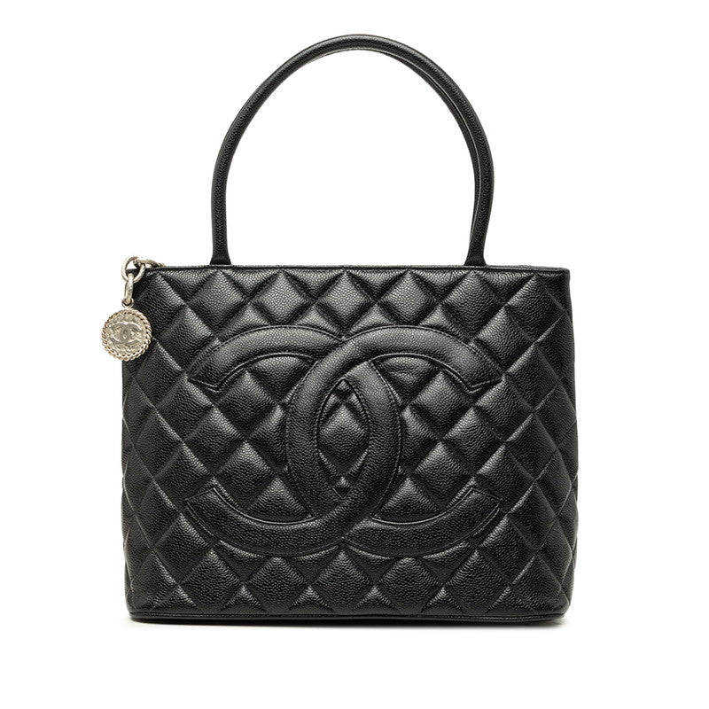 シャネル マトラッセ ココマーク 復刻トート トートバッグ ハンドバッグ ブラック キャビアスキン レディース CHANEL 中古