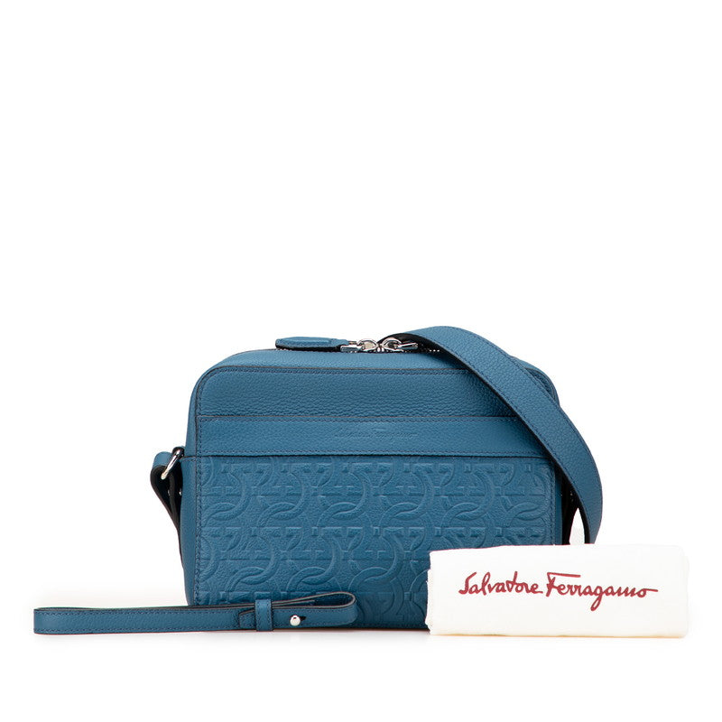 サルヴァトーレフェラガモ ガンチーニ 斜め掛け ショルダーバッグ ブルー レザー レディース Salvatore Ferragamo 【中古】