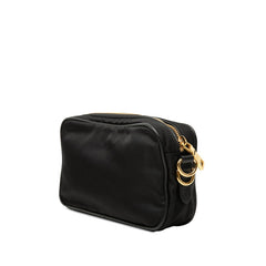 プラダ 三角ロゴプレート 斜め掛け ショルダーバッグ BT0773 ブラック ナイロン レザー レディース PRADA 【中古】