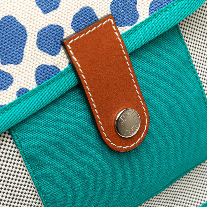 エルメス カルターブル ジャングル リュック バックパック ブルー ブラウン グリーン トワルアッシュ レザー レディース HERMES 【中古】