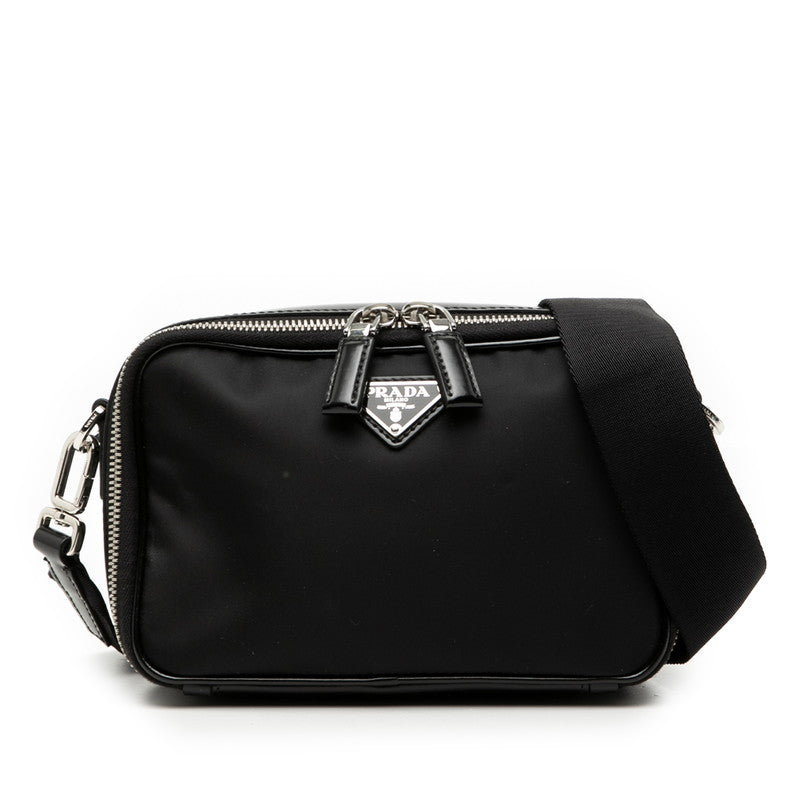 プラダ トライアングルロゴ RE-Nylon ショルダーバッグ 2VH070 ブラック ナイロン パテントレザー レディース PRADA 【中古】