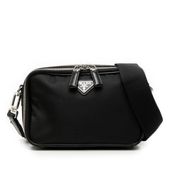 プラダ トライアングルロゴ RE-Nylon ショルダーバッグ 2VH070 ブラック ナイロン パテントレザー レディース PRADA 【中古】