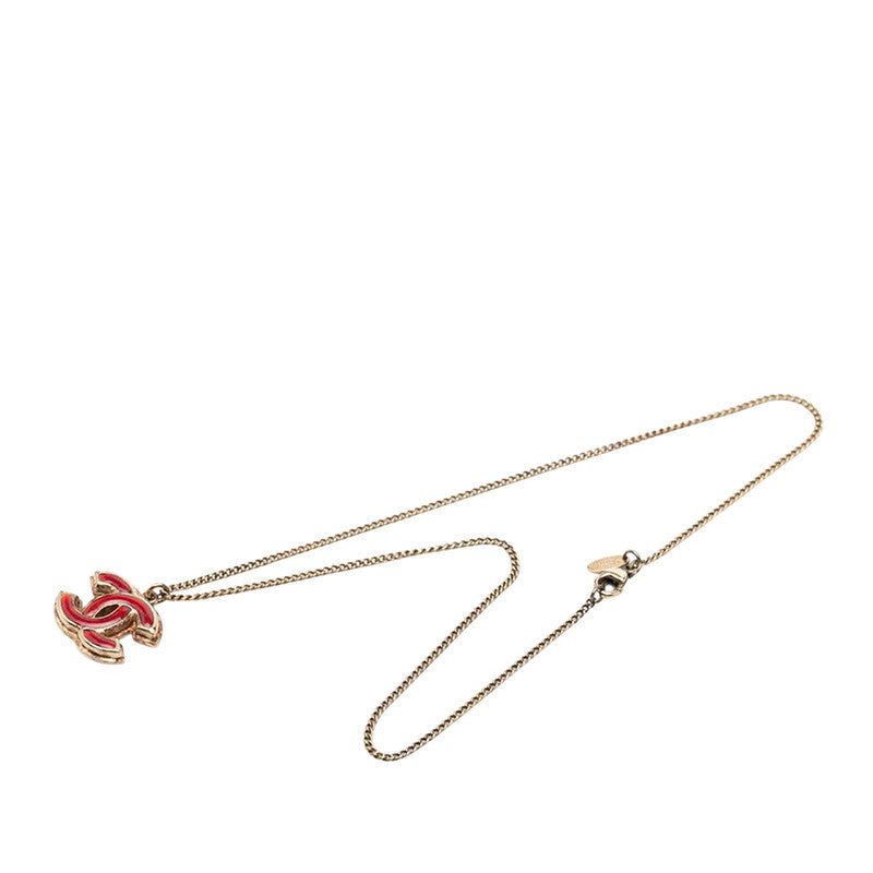 シャネル ヴィンテージ ココマーク ネックレス ゴールド レッド メッキ レディース CHANEL 【中古】