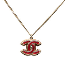 シャネル ヴィンテージ ココマーク ネックレス ゴールド レッド メッキ レディース CHANEL 【中古】