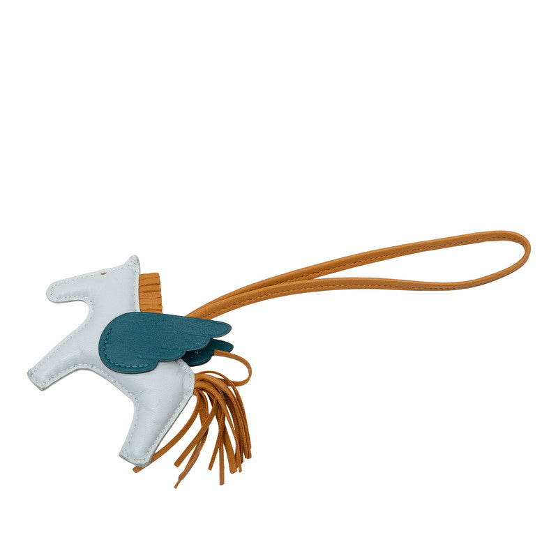 エルメス ロデオ ペガサス PM バッグチャーム ブルー系 ベージュ アニョーミロ レディース HERMES 【中古】