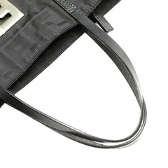 フェンディ ズッカ トートバッグ ブラック ナイロン レザー レディース FENDI 【中古】