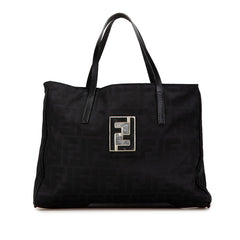 フェンディ ズッカ トートバッグ ブラック ナイロン レザー レディース FENDI 【中古】