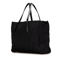 フェンディ ズッカ トートバッグ ブラック ナイロン レザー レディース FENDI 【中古】