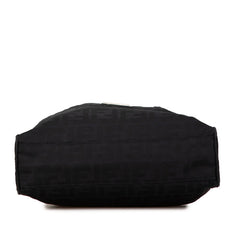 フェンディ ズッカ トートバッグ ブラック ナイロン レザー レディース FENDI 【中古】