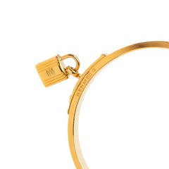 エルメス ケリー 南京錠 ブレスレット バングル ゴールド ブラウン メッキ レザー レディース HERMES 中古