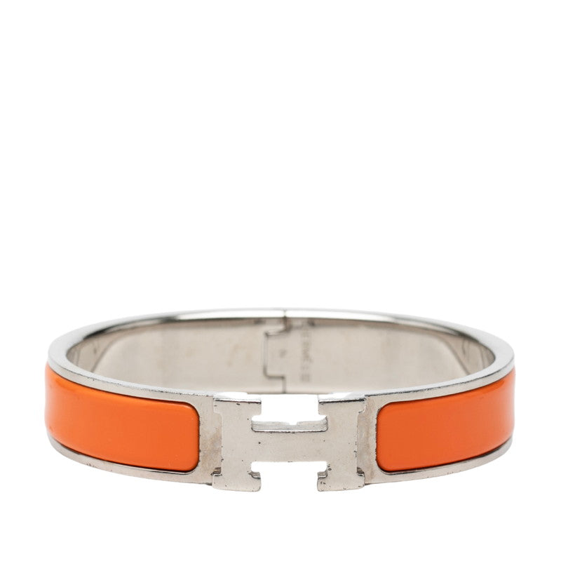 エルメス クリックH PM エナメルブレスレット バングル シルバー オレンジ メタル レディース HERMES 【中古】