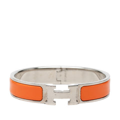 エルメス クリックH PM エナメルブレスレット バングル シルバー オレンジ メタル レディース HERMES 【中古】