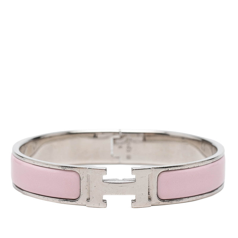 エルメス クリックH TGM エナメルブレスレット バングル ピンク シルバー メタル レディース HERMES 【中古】