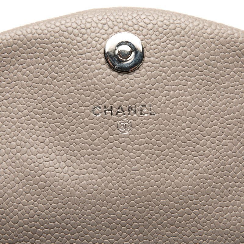 シャネル ハーフムーン ココマーク チェーン ウォレット ショルダーバッグ パープル キャビアスキン レディース CHANEL 【中古】