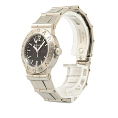 ブルガリ ディアゴノ スポーツ 腕時計 LCV29S クオーツ ブラック文字盤 ステンレススチール レディース BVLGARI 【中古】