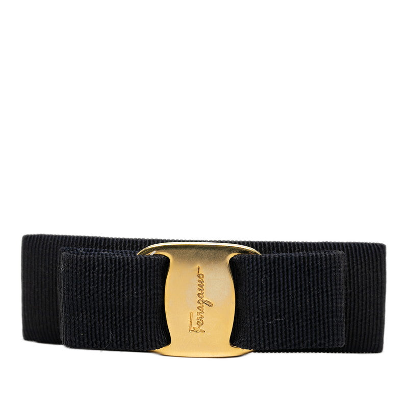 サルヴァトーレフェラガモ ヴァラ リボン バレッタ 髪留め ブラック ナイロン メッキ レディース Salvatore Ferragamo 【中古】