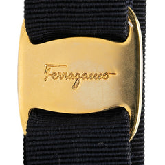 サルヴァトーレフェラガモ ヴァラ リボン バレッタ 髪留め ブラック ナイロン メッキ レディース Salvatore Ferragamo 【中古】