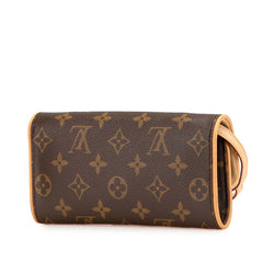 ルイ ヴィトン モノグラム ポシェット ツインPM 斜め掛け ミニ ショルダーバッグ M51854 ブラウン PVC レザー レディース LOUIS VUITTON 【中古】