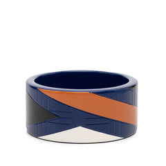 エルメス ラッカーウッド バングル サイズS ブルー ブラック ホワイト ウッド レディース HERMES 【中古】