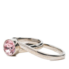 ディオール リング 指輪 #M シルバー ピンク メタル ビジュー レディース Dior 中古