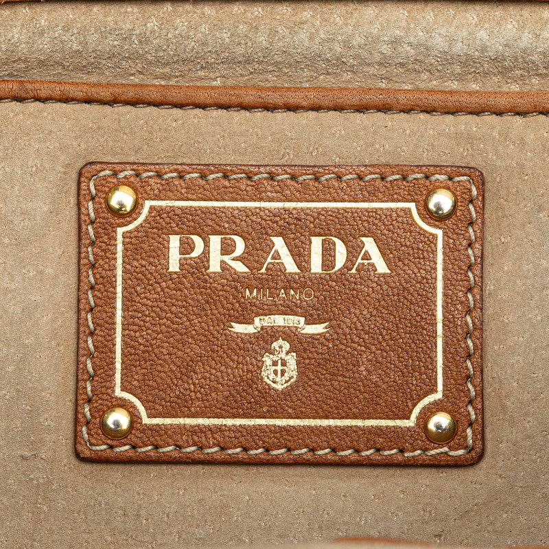 プラダ チェーン ショルダーバッグ BR4658 ブルー ツイード レザー レディース PRADA 【中古】