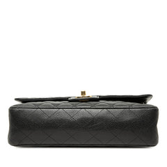 シャネル ココマーク マトラッセ25 ダブルフラップ チェーン ショルダーバッグ ブラック キャビアスキン レディース CHANEL 【中古】