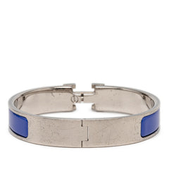 エルメス クリッククラック クリックH PM ブレスレット シルバー ブルー メタル エナメル レディース HERMES 【中古】