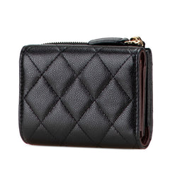 シャネル マトラッセ ココマーク 三つ折り財布 ブラック キャビアスキン レディース CHANEL 【中古】