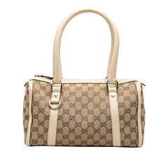グッチ GGキャンバス ハンドバッグ ミニボストンバッグ 130942 ベージュ キャンバス レザー レディース GUCCI 中古