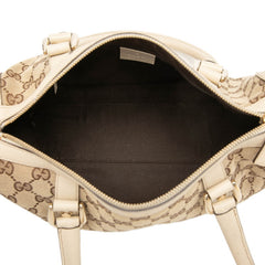 グッチ GGキャンバス ハンドバッグ ミニボストンバッグ 130942 ベージュ キャンバス レザー レディース GUCCI 中古