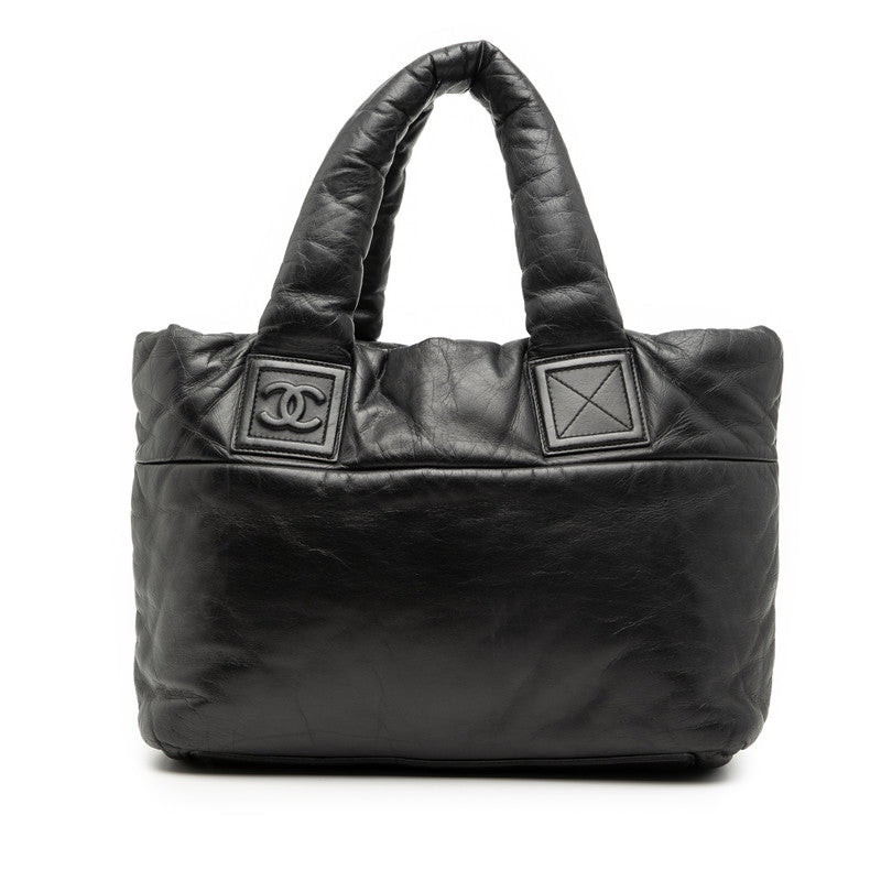 シャネル コココクーンPM トートバッグ ブラック レザー レディース CHANEL 【中古】