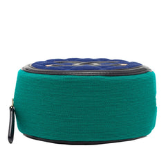 シャネル CCフィリグリー ココマーク ラウンド チェーンショルダーバッグ AP0365 グリーン ブルー ブラック コットン レザー レディース CHANEL 【中古】