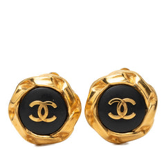 シャネル ココマーク ヴィンテージ イヤリング 96P ゴールド ブラック メッキ レディース CHANEL 中古
