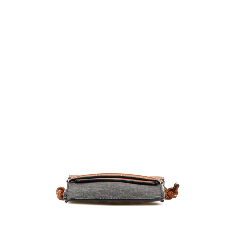 セリーヌ トリオンフ ポーチ ショルダーバッグ ブラック ブラウン PVC レザー レディース CELINE 【中古】