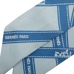 エルメス ツイリー BOLDUC AU CARRE ボルデュックリボン スカーフ ブルー シルク レディース HERMES 【中古】