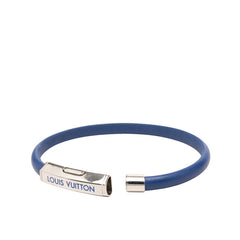 ルイ ヴィトン クリップ イット ブレスレット M8116 ブルー シルバー レザー メタル レディース LOUIS VUITTON 【中古】