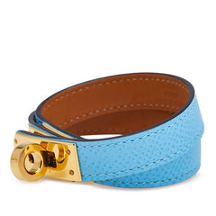 エルメス ミニ ケリー ドゥブルトゥール ブレスレット ブルー ヴォーエプソン メッキ レディース HERMES 【中古】