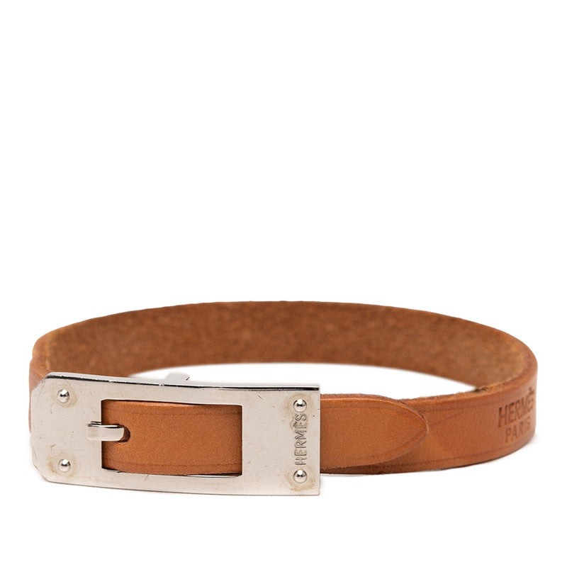 エルメス ケリー アルディオン ブレスレット ブラウン シルバー金具 レザー メタル レディース HERMES 【中古】