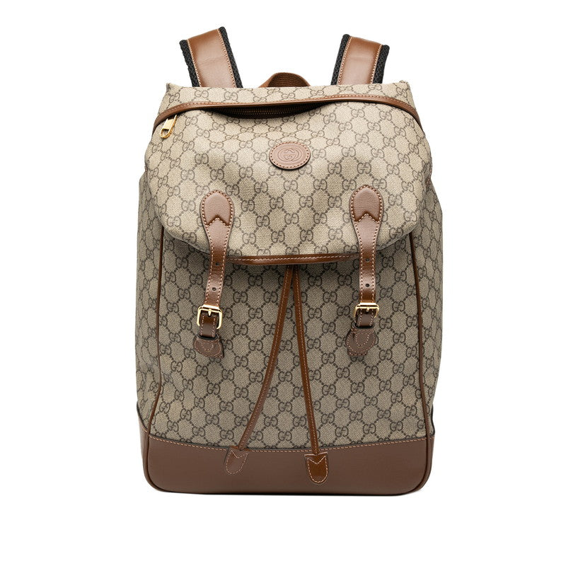 グッチ GGスプリーム インターロッキングG リュック バッグパック 696013 ブラウン PVC レザー レディース GUCCI 【中古】