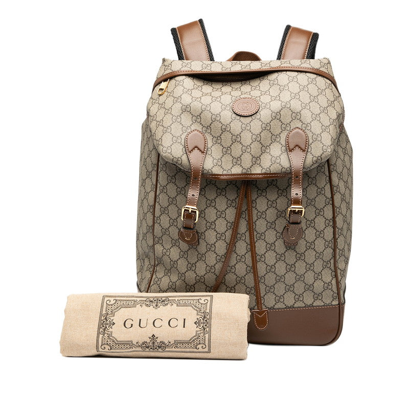 グッチ GGスプリーム インターロッキングG リュック バッグパック 696013 ブラウン PVC レザー レディース GUCCI 【中古】