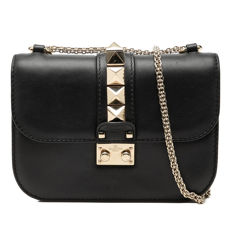 ヴァレンチノ ロックスタッズ 斜め掛け チェーン ショルダーバッグ ブラック レザー レディース Valentino 【中古】
