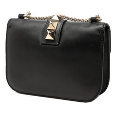 ヴァレンチノ ロックスタッズ 斜め掛け チェーン ショルダーバッグ ブラック レザー レディース Valentino 【中古】