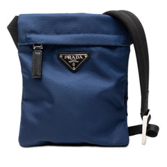 プラダ 三角ロゴプレート ショルダーバッグ ネイビー ブラック ナイロン レディース PRADA 【中古】