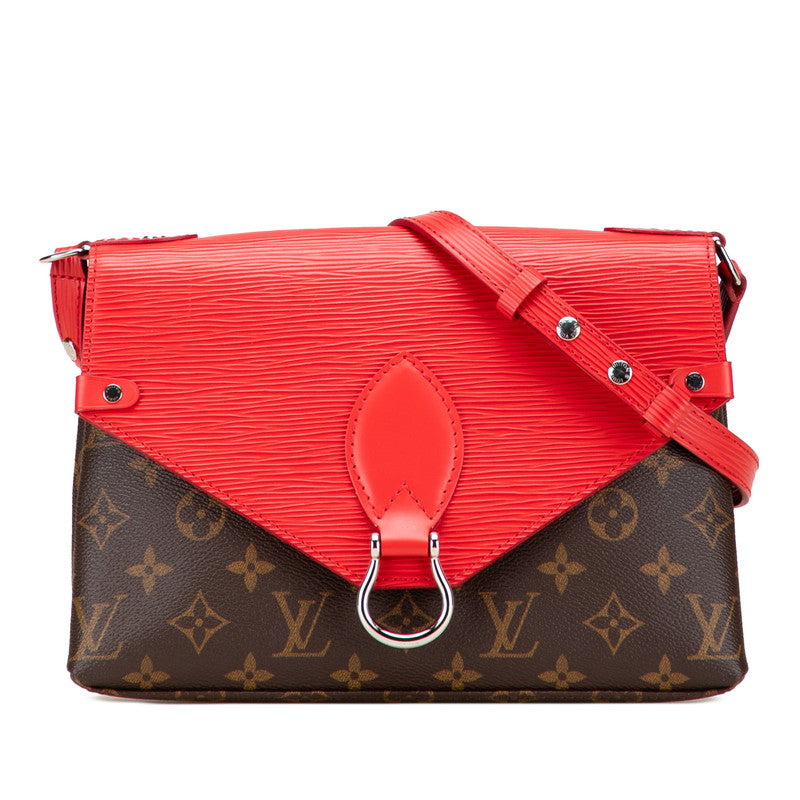 ルイ ヴィトン モノグラム エピ サン ミシェル ショルダーバッグ M44031 コクリコ レッド ブラウン PVC レザー レディース LOUIS VUITTON 【中古】