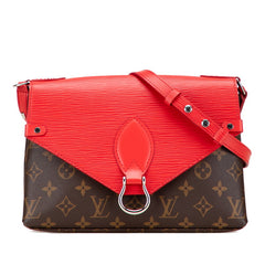 ルイ ヴィトン モノグラム エピ サン ミシェル ショルダーバッグ M44031 コクリコ レッド ブラウン PVC レザー レディース LOUIS VUITTON 【中古】